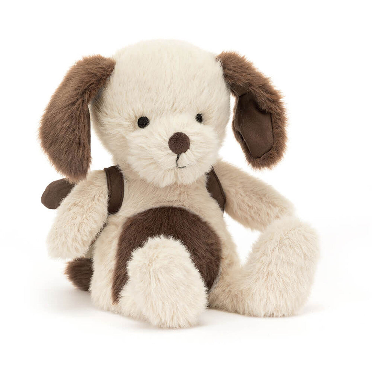 A plush puppy with a puppy backpack by Jellycat.