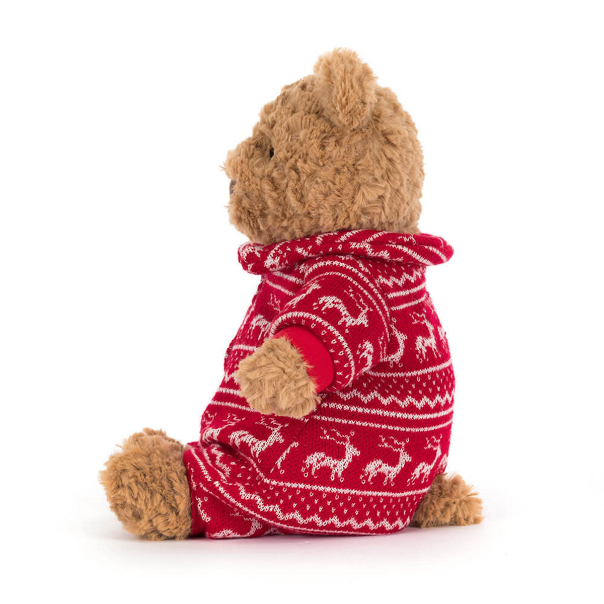 Bartholomew the brown Bear in red Winter Pajamas from Jellycat.