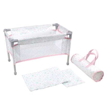 Berenguer Boutique Baby Doll Crib Playpen with Travel Bag - Pink
