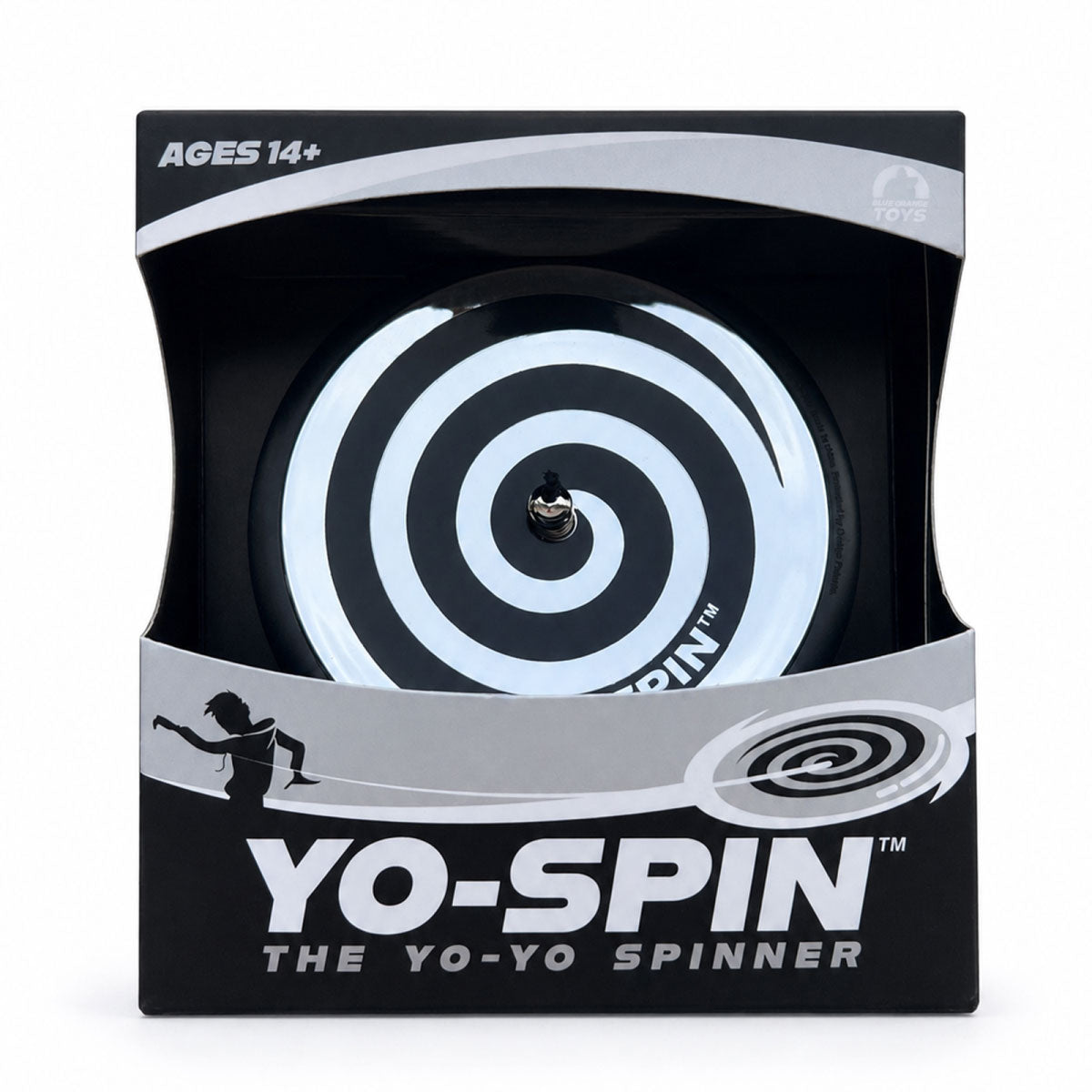 Silver/Black Yo-Spin Metallic Yo-Yo Spinner from Blue Orange Games