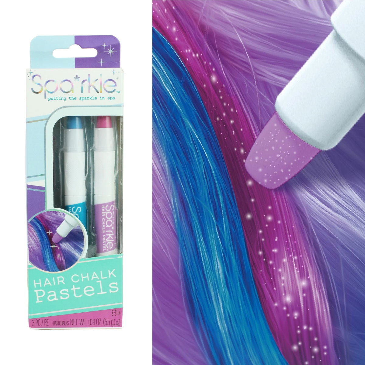 Spa*rkle Hair Chalk Pastels - 2 Pack Blue and Purple