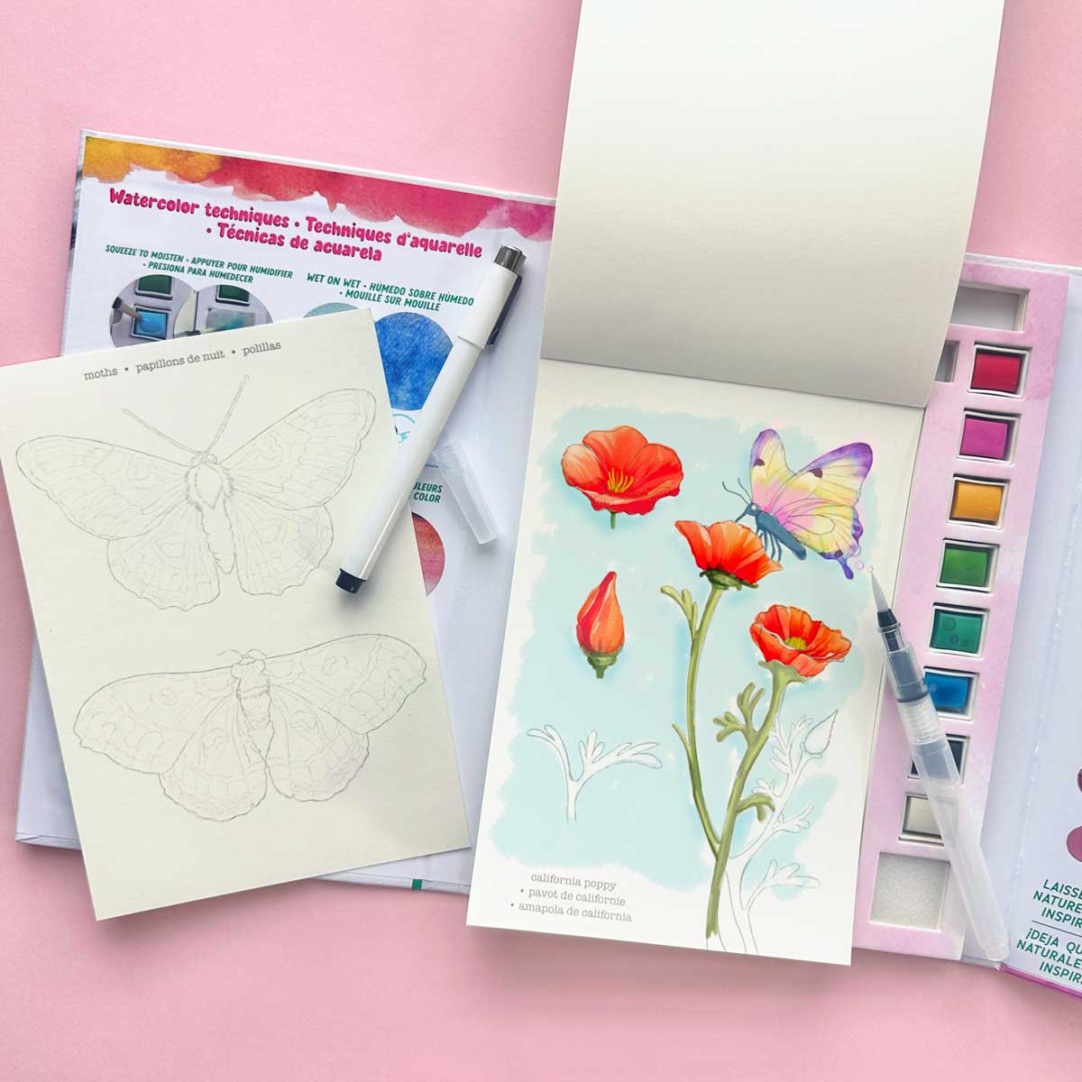 Bright Stripes Watercolor Journal Forest Flora