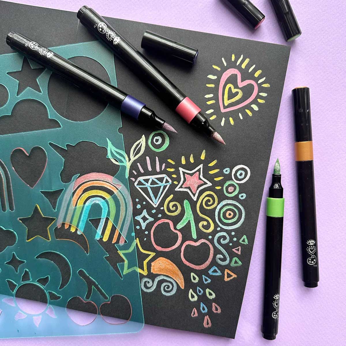 Bright Stripes - iHeartArt Metallic Dreams Doodle Pad