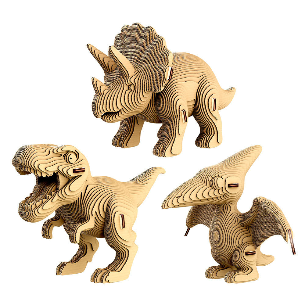 Cartonic 3D Cardboard Sculpture Trio - Dinosaurs