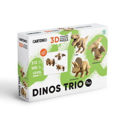 Cartonic 3D Cardboard Sculpture Trio - Dinosaurs