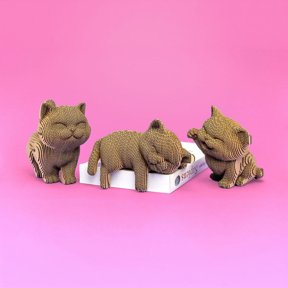 Cartonic 3D Cardboard Sculpture Trio - Kittens
