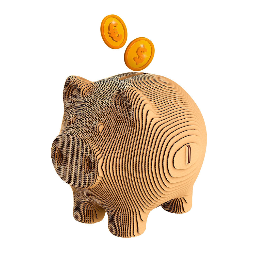 Cartonic 3D Cardboard Sculpture - Piggy Bank