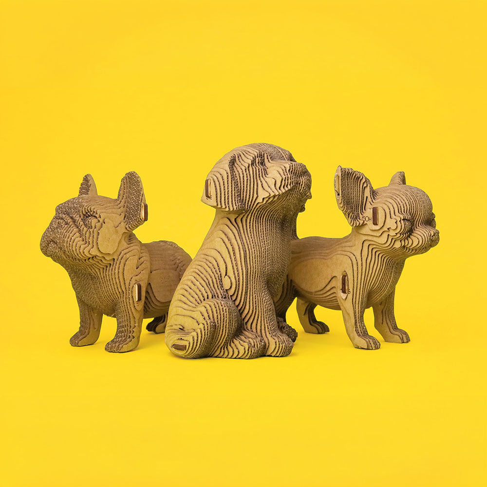 Cartonic 3D Cardboard Sculpture Trio - Puppies