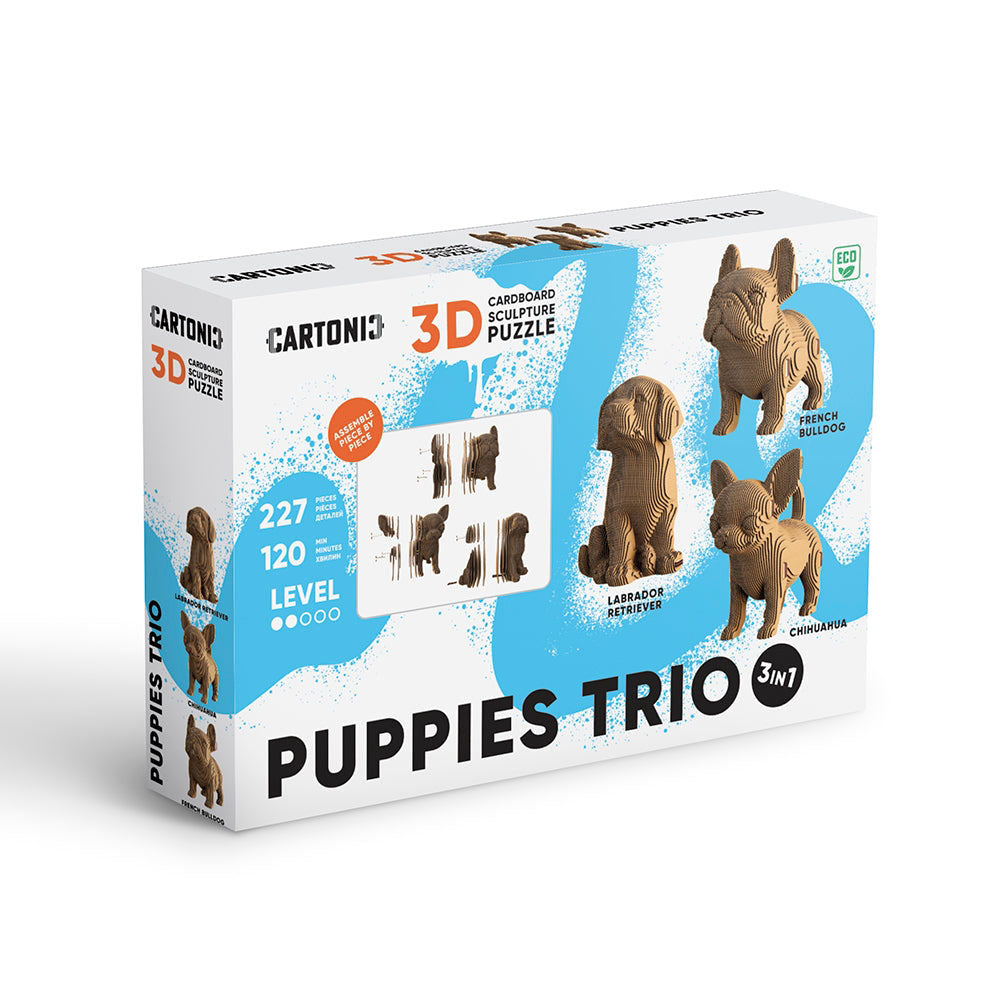 Cartonic 3D Cardboard Sculpture Trio - Puppies