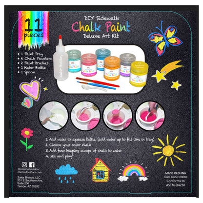 Coconut Outdoor DIY Sidewalk Chalk Deluxe Paint Kit - 6 Color Set