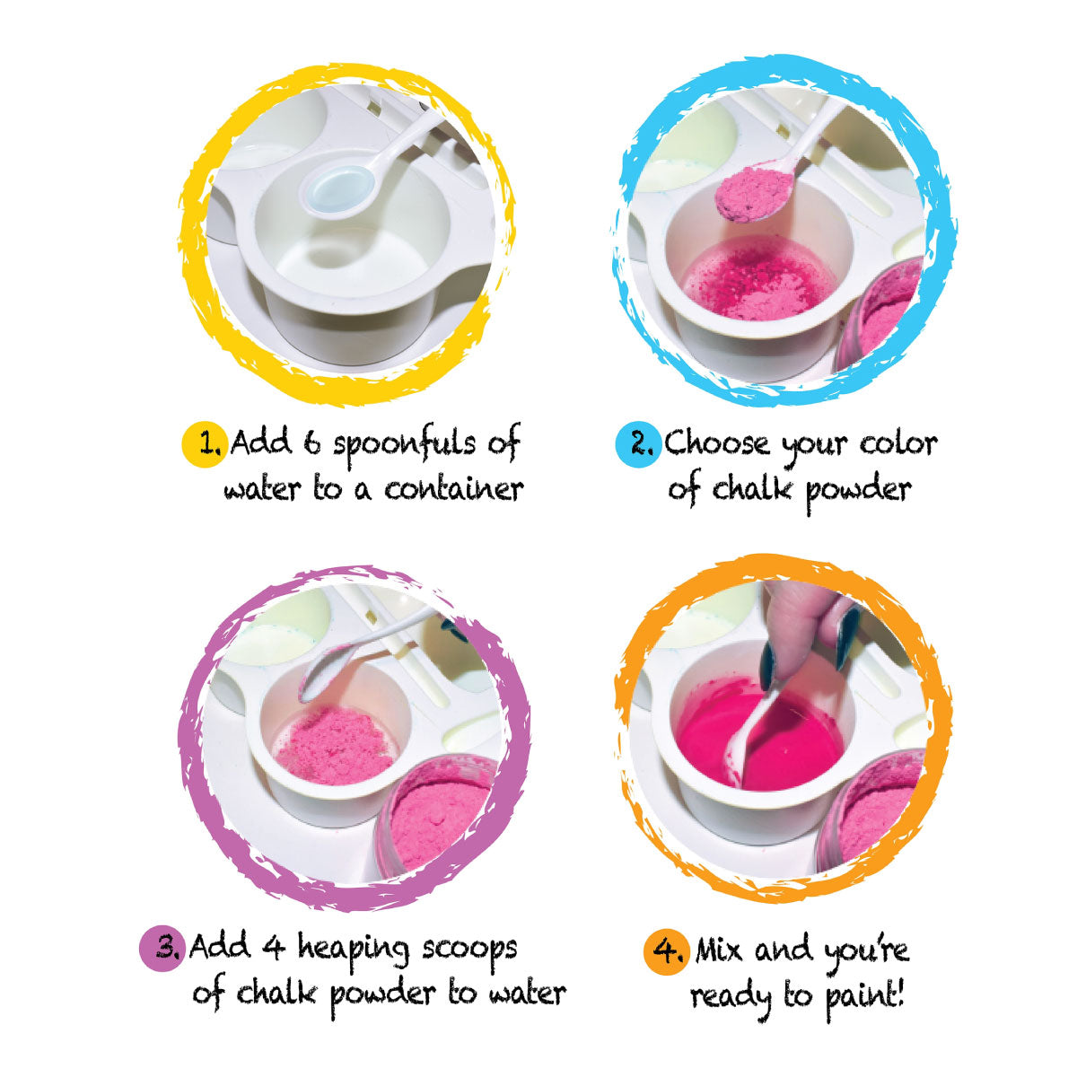 Add water to the DIY sidewalk chalk paint powder, mix, and start creating!