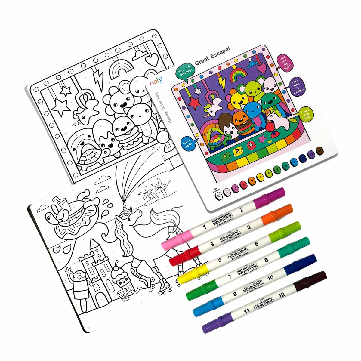 ooly - Colortopia Color By Number Paint Marker Kit - Unicorn Funland