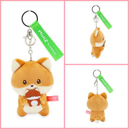 Coosy Anirollz Miniz Mini-Me Foxiroll Plush Clip Front, Side, and Back views