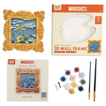 Contents of Craft Hero Muddies Monet Water Lilies 3D Wall Frame Painting Kit