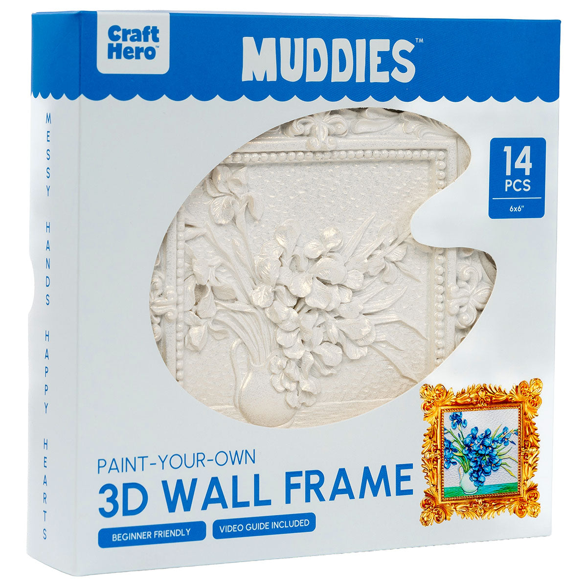 Front of the Craft Hero Muddies Van Gogh Blue Irises 3D Wall Frame Painting Kit box