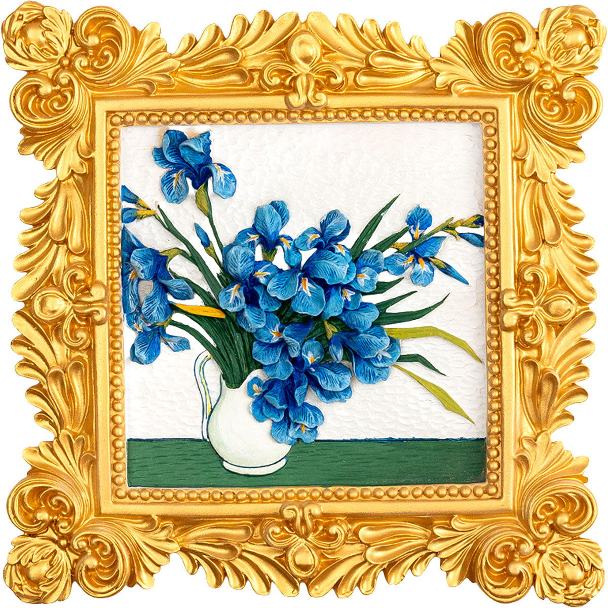 Completed Craft Hero Muddies Van Gogh Blue Irises 3D Wall Frame Painting Kit