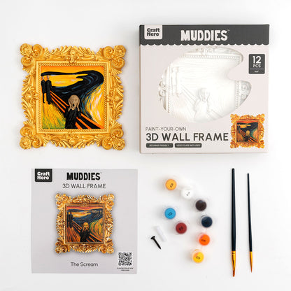 Contents of Craft Hero Muddies Van Gogh The Scream 3D Wall Frame Painting Kit