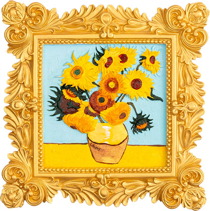 Completed Craft Hero Muddies Van Gogh Sunflowers 3D Wall Frame Painting Kit 