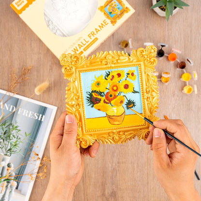 Person painting the Craft Hero Muddies Van Gogh Sunflowers 3D Wall Frame Painting Kit 