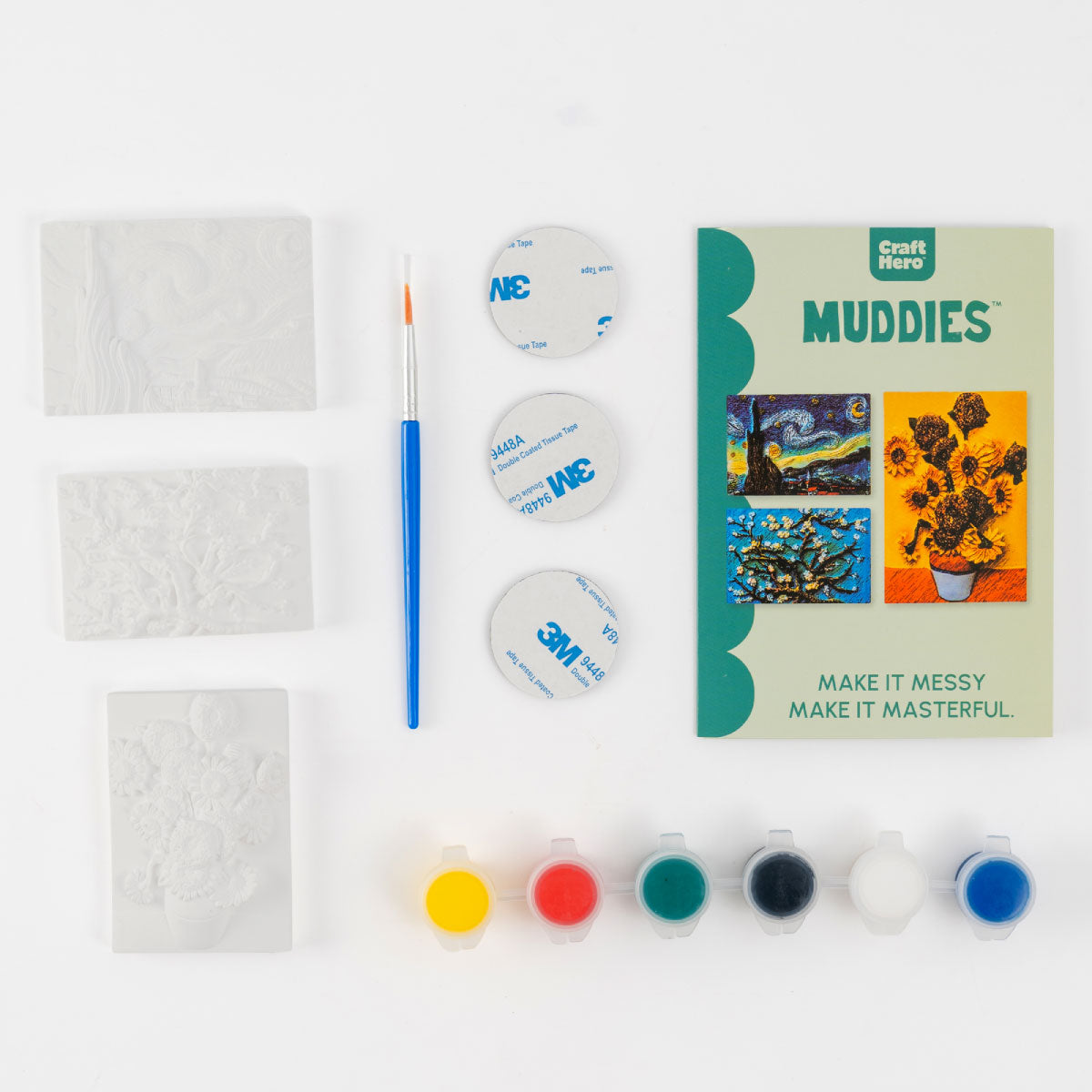 Contents of the Craft Hero Muddies Van Gogh’s Masterpieces 3D Magnets Painting Kit 