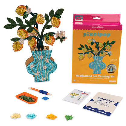 Completed Craft Hero PixelPop Limoncello 3D Diamond Painting Kit with contents