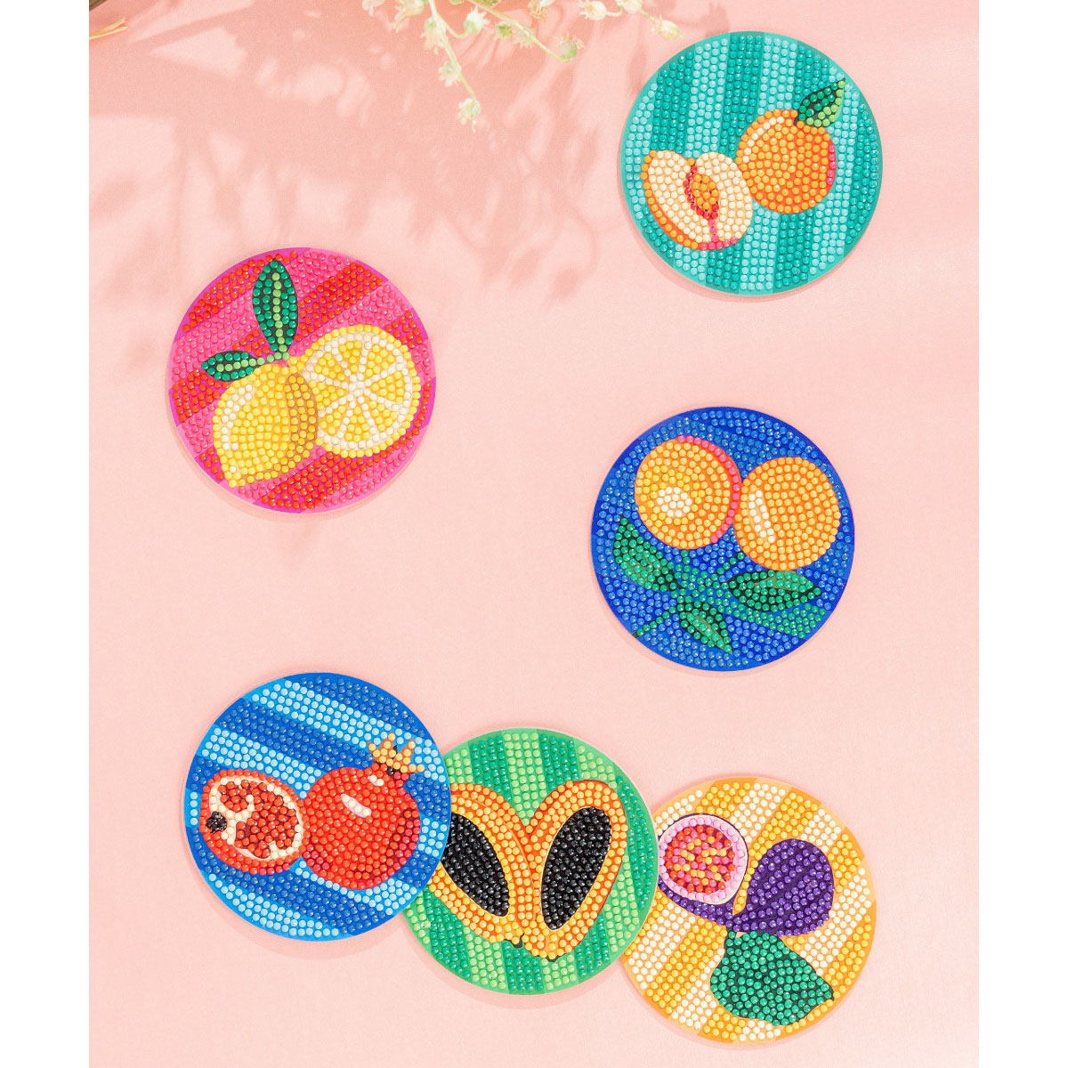 Craft Hero PixelPop Tutti Frutti Coasters Diamond Painting Kit completed designs