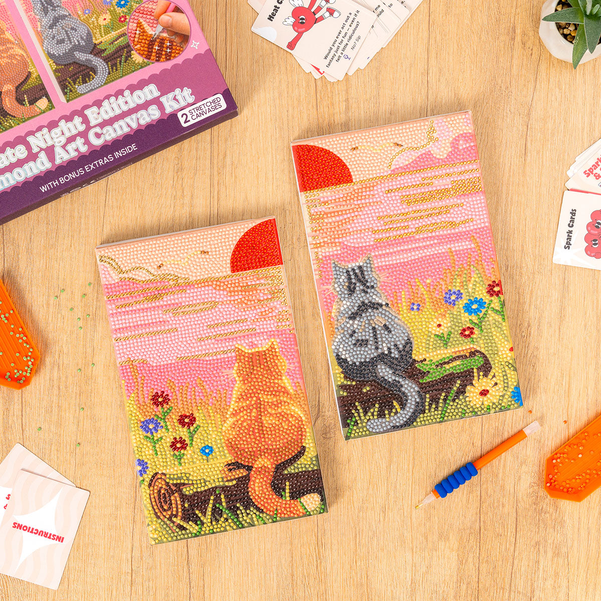 Completed Craft Hero PixelPop Date night Sunset for Two Diamond Painting Kit