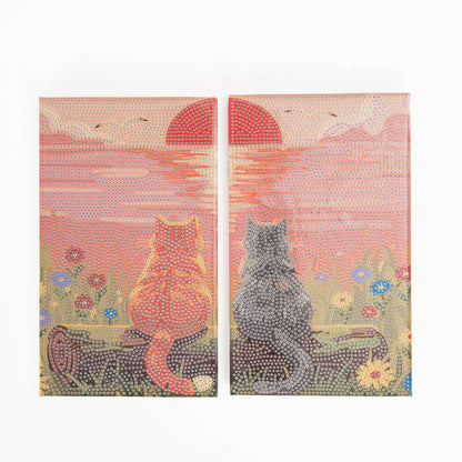 PixelPop Date Night Sunset for Two Diamond Painting Kit canvases without any diamonds on them yet.
