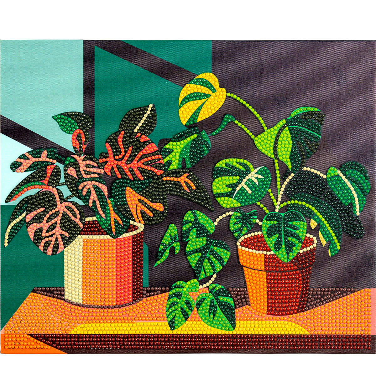 Completed Craft Hero PixelPop Plant Lover Diamond Painting Kit