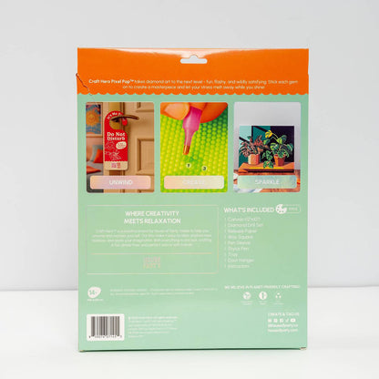 Back of the Craft Hero PixelPop Plant Lover Diamond Painting Kit box