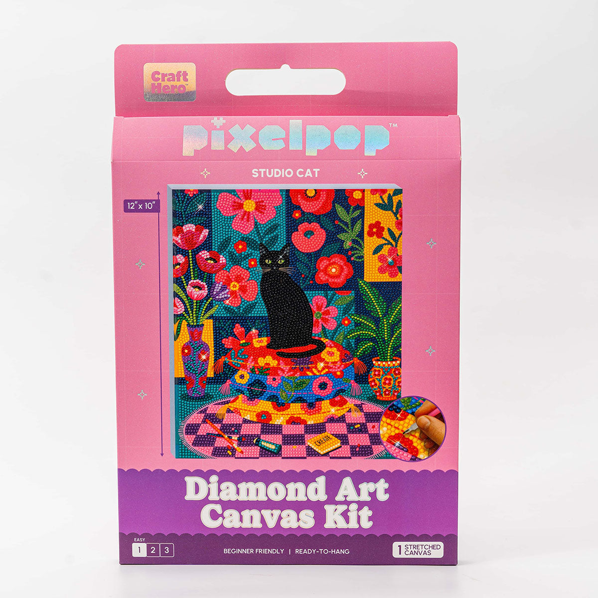 Front of the Craft Hero PixelPop Studio Cat Diamond Painting Kit box