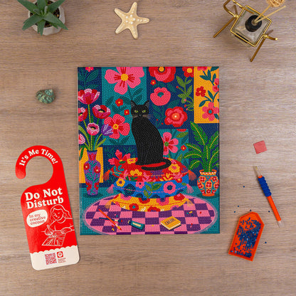 Completed Craft Hero PixelPop Studio Cat Diamond Painting Kit