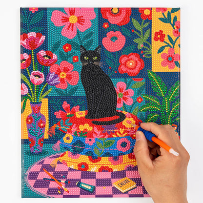 Person working on the Craft Hero PixelPop Studio Cat Diamond Painting Kit