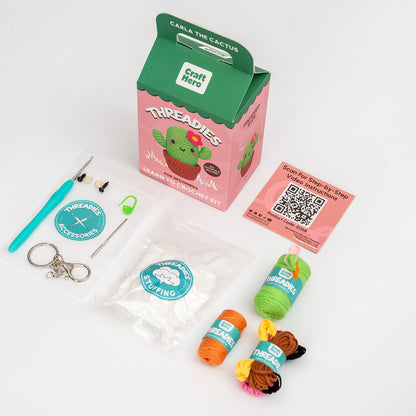 Craft Hero Threadies Carla Cactus Crochet Kit contents