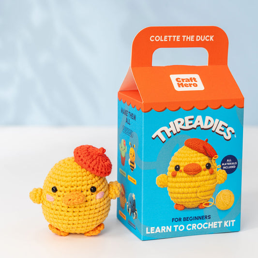 Craft Hero Threadies Colette Duck Crochet Kit completed project and box