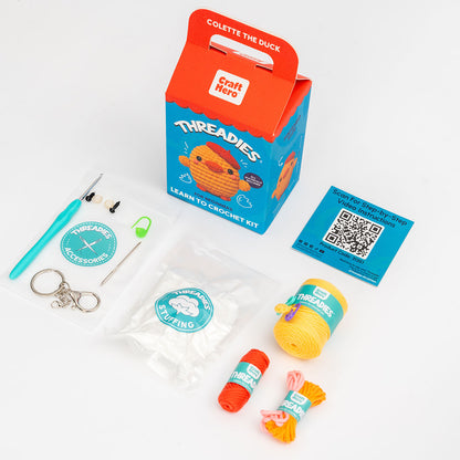 Craft Hero Threadies Colette Duck Crochet Kit contents