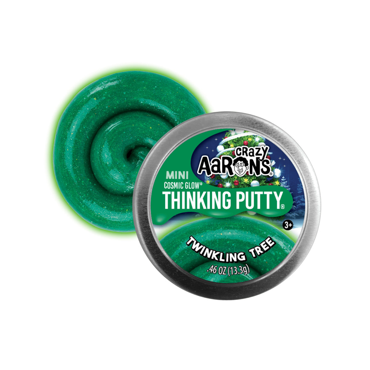 Crazy Aaron's Thinking Putty Twinkling Tree Holiday Mini Tin