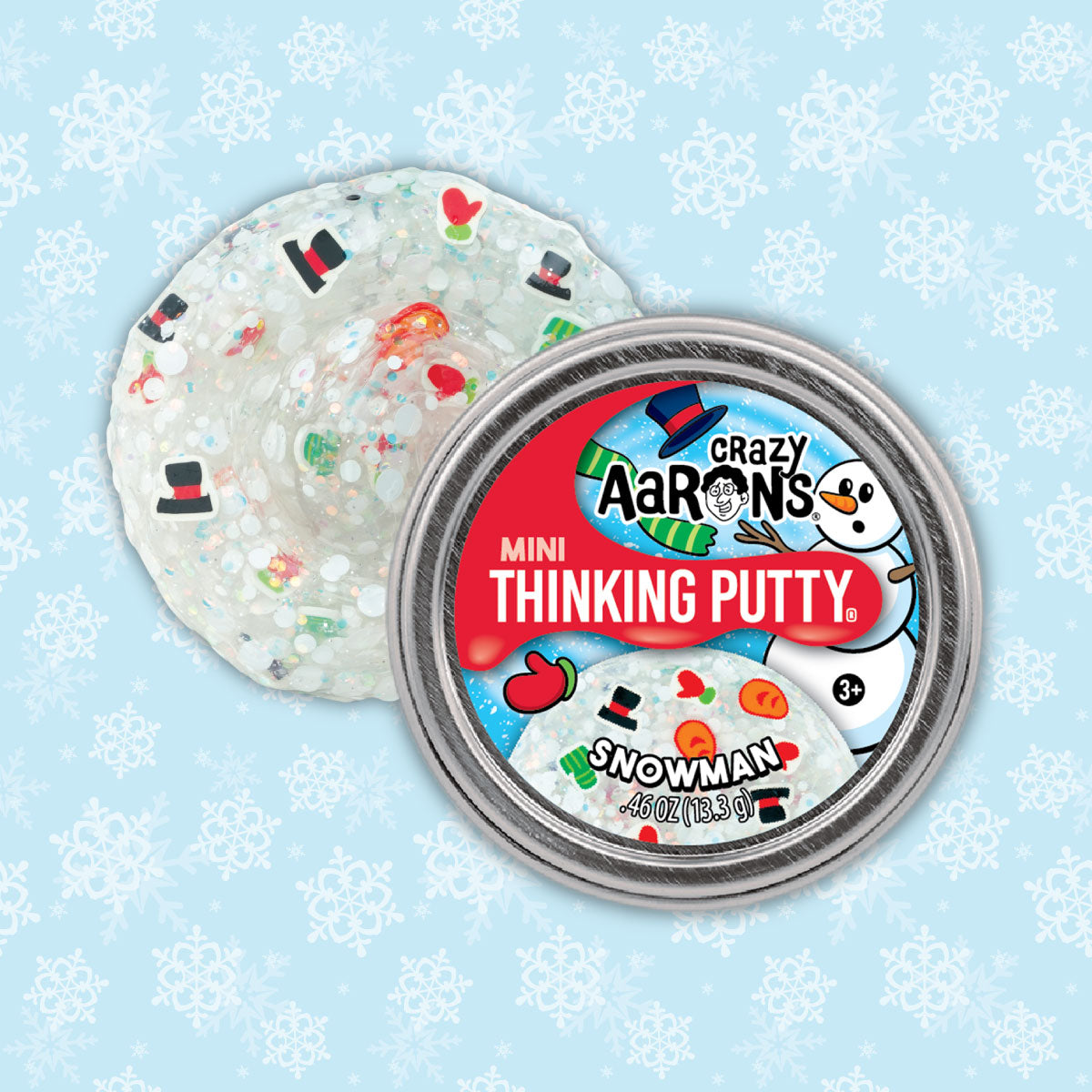 Crazy Aaron's Snowman Mini Stocking Stuffer Thinking Putty 2” Tin 2024