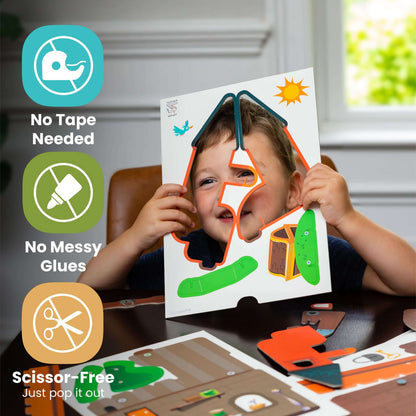 Curious Kingdom castle learning playset with AR-enhanced features by Playper. No tape needed. No messy glues. No scissors needed - just pop it out.