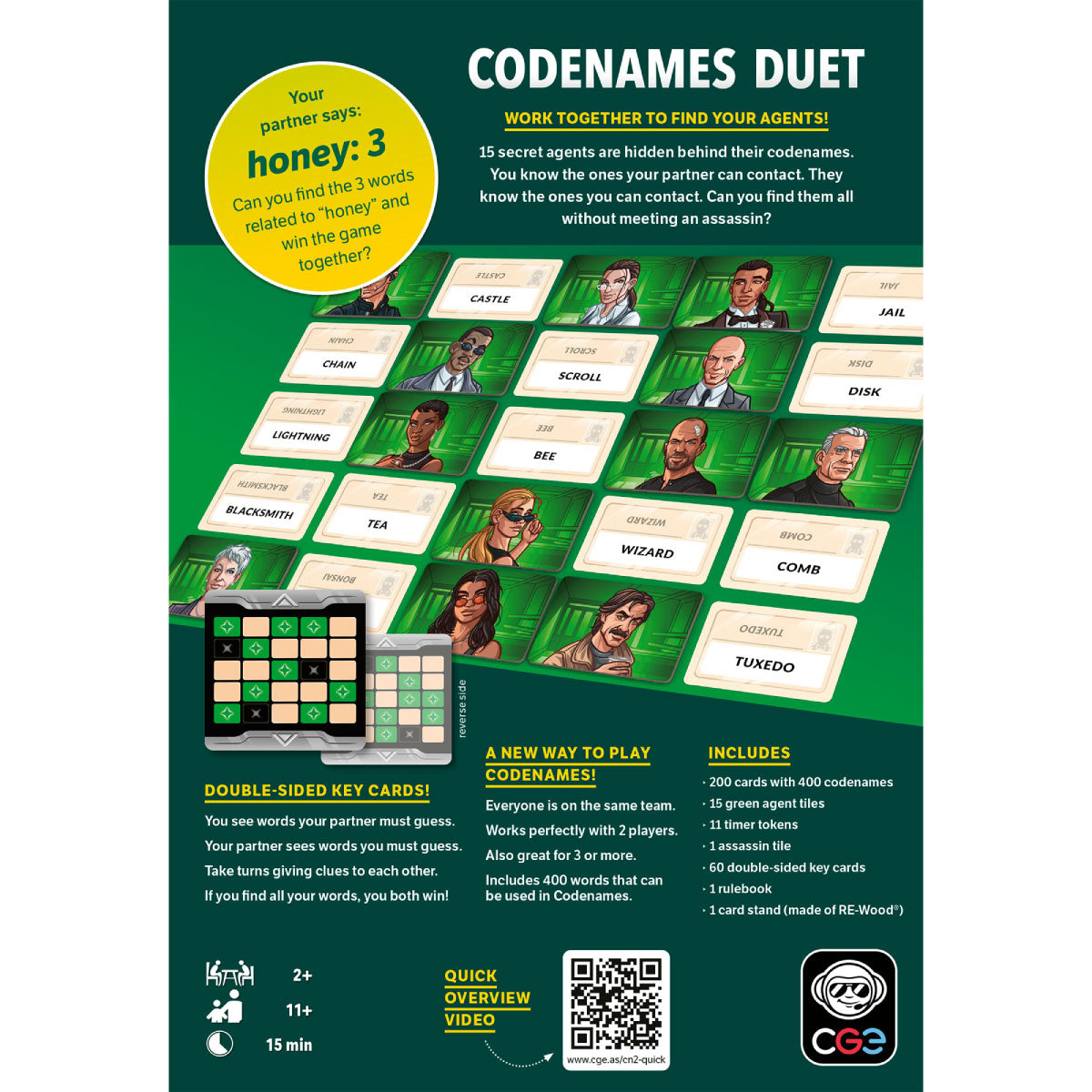 Codenames Duet head-to-head deduction game for two players from Czech Games