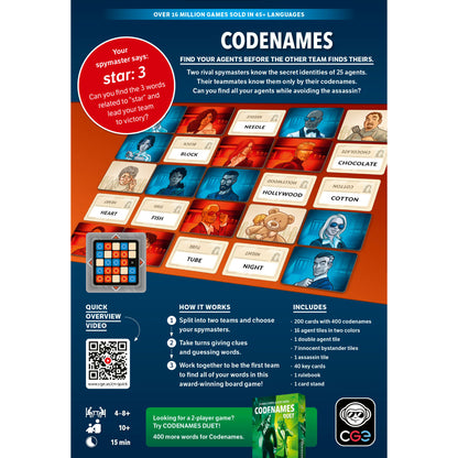 Codenames deduction party game from Czech Games