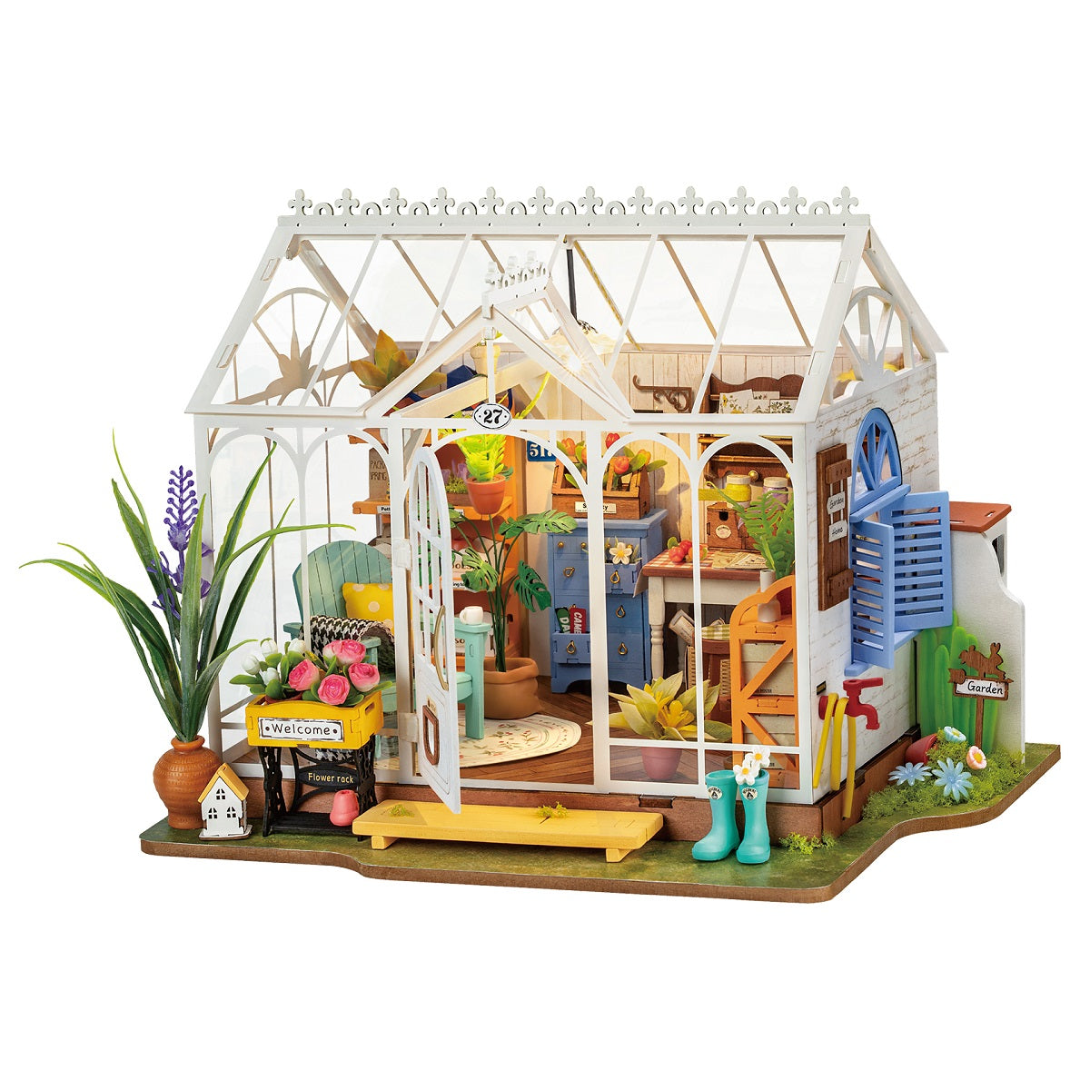 A DIY Miniature House Kit: Dreamy Garden House from Hands Craft.