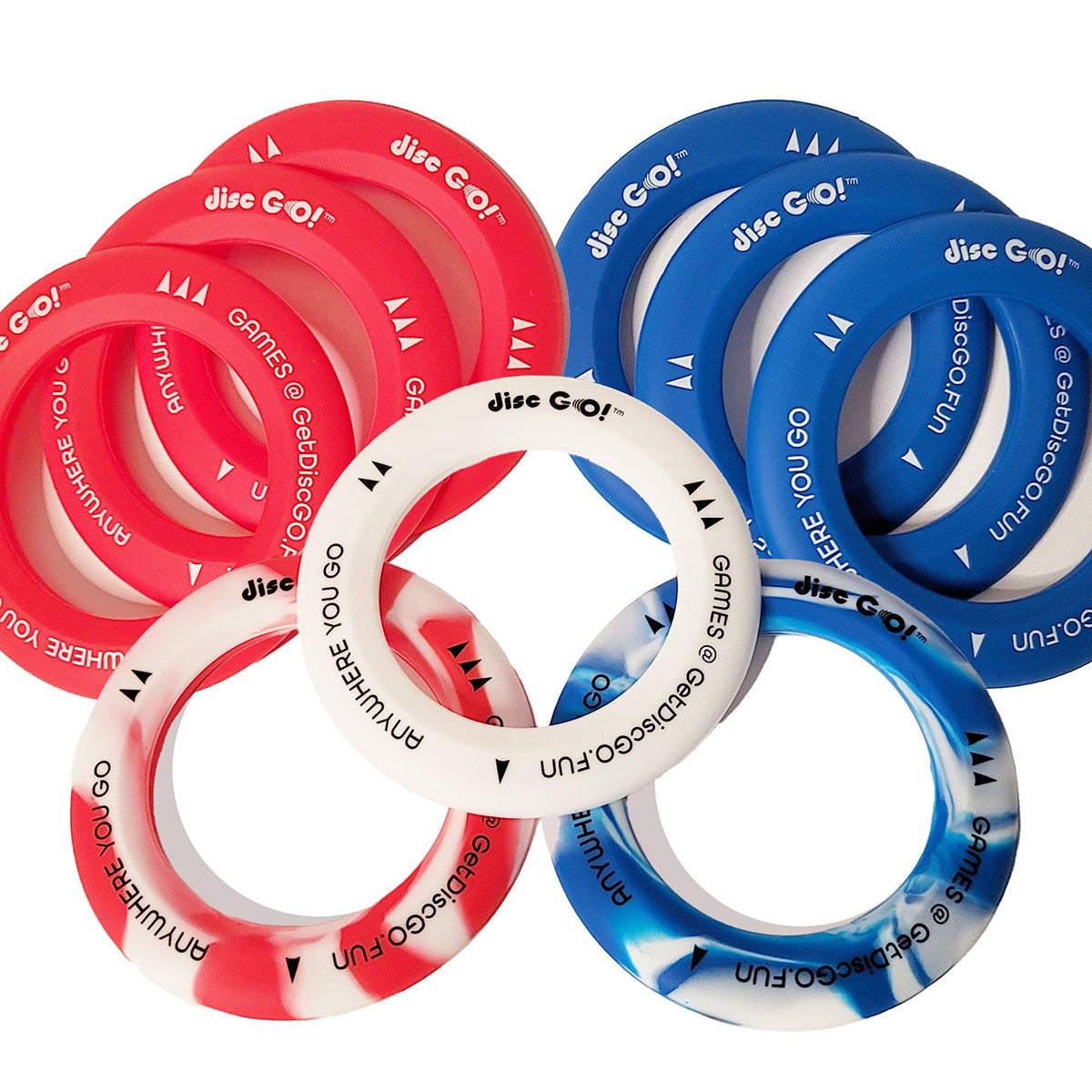 Disc Go Mini Travel Disc Game - Red/White/Blue Contents