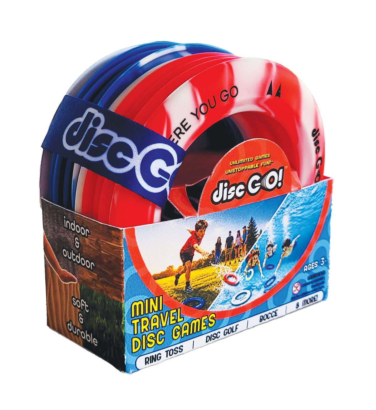 Disc Go Mini Travel Disc Game - Red/White/Blue Package