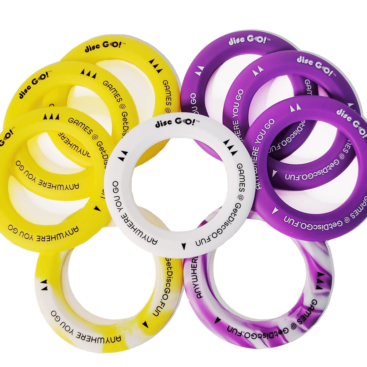 Disc Go Mini Travel Disc Game - Yellow/White/Purple Contents