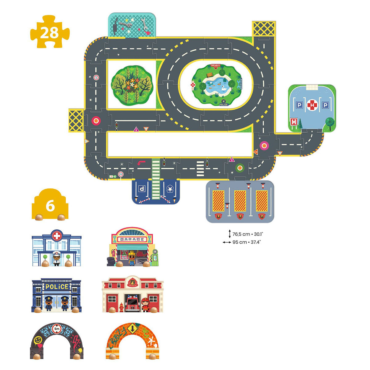 Djeco Crazy Motors Puzzle’Up - Ville 34pc