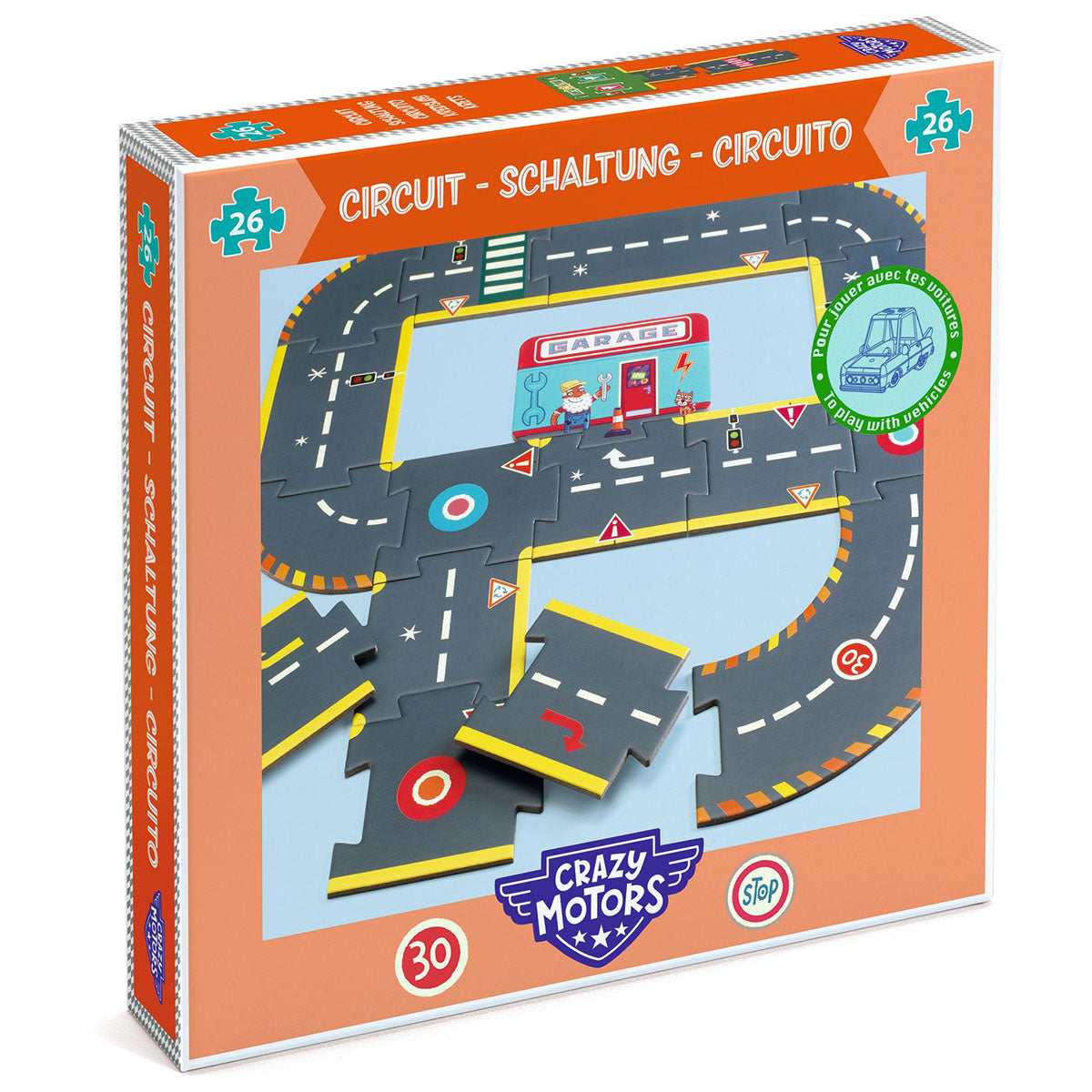 Djeco Crazy Motors Roadway Circuit Giant Puzzle 26pc