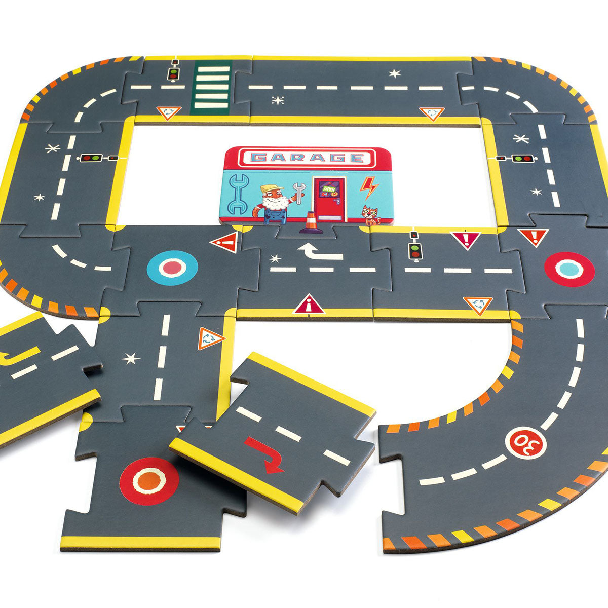 Djeco Crazy Motors Roadway Circuit Giant Puzzle 26pc