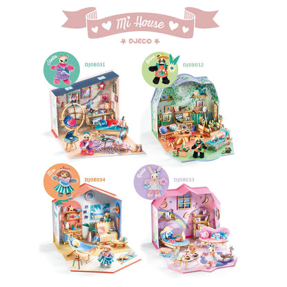 Collect all of the Djeco Mi House Miniature Kits: Stella, Olive, Mia, and Rosie!