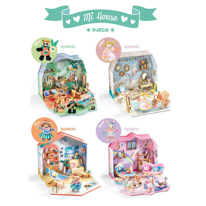 Collect all of the Djeco Mi House Miniature Kits: Olive, Alba, Mia, and Rosie!